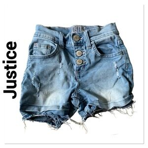 JUSTICE Lightwash Denim Cutoff Shorts size 7